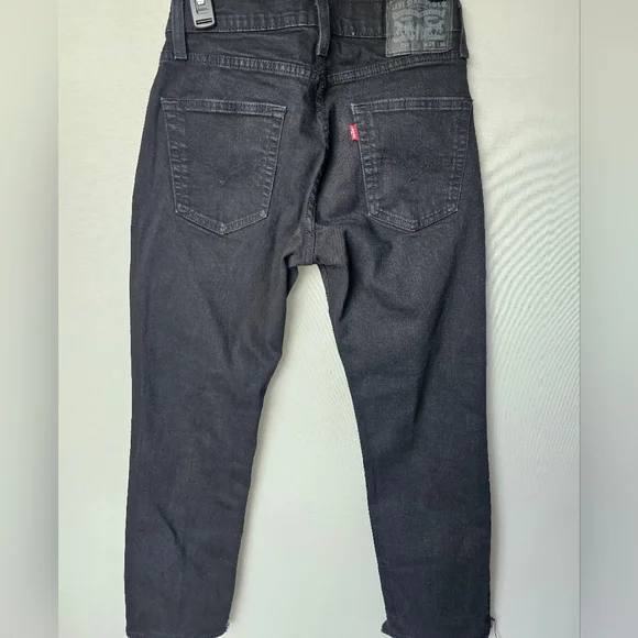 Levi's Slim Black Men's Jeans with Raw Hem - Picture 4 of 16